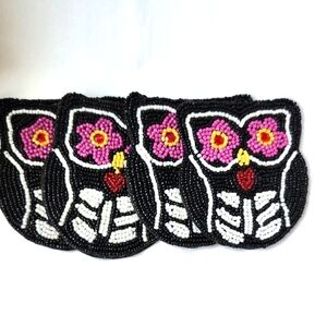 4 Beaded Owl Coasters